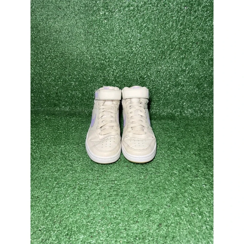Nike Court Borough Mid 2 Women Size 5.5 Boy 4Y Beige Casual Shoe Comfort Sneaker